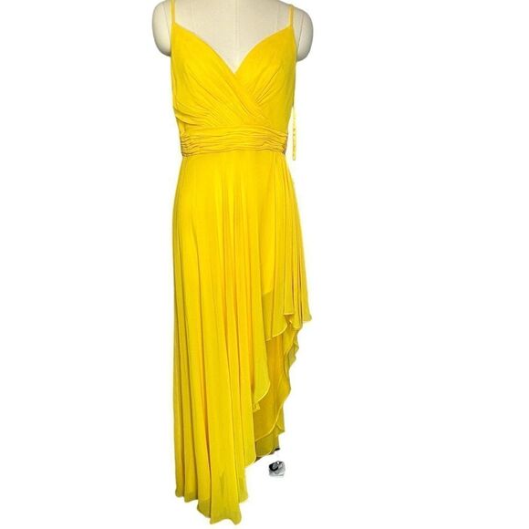 Ieena for Mac Duggal Marigold Chiffon High Low Cocktail Dress | Size 8 - Picture 11 of 13